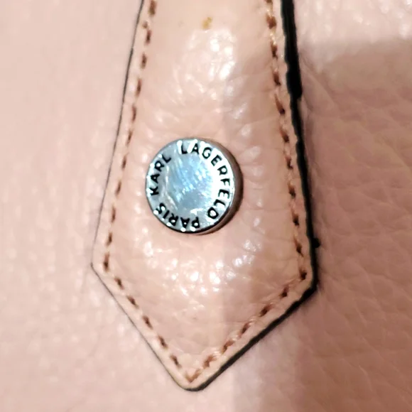 KARL LAGERFELD PINK PEBBLE LEATHER SATCHEL BAG - Picture 9 of 17